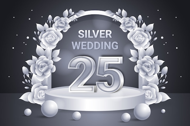 Vetor grátis convite de casamento de prata gradiente