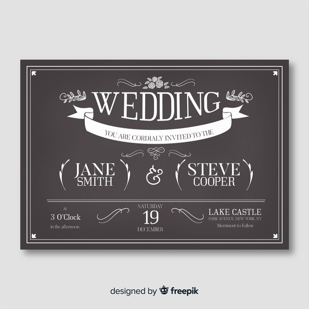 Convite de casamento do vintage no modelo de quadro-negro