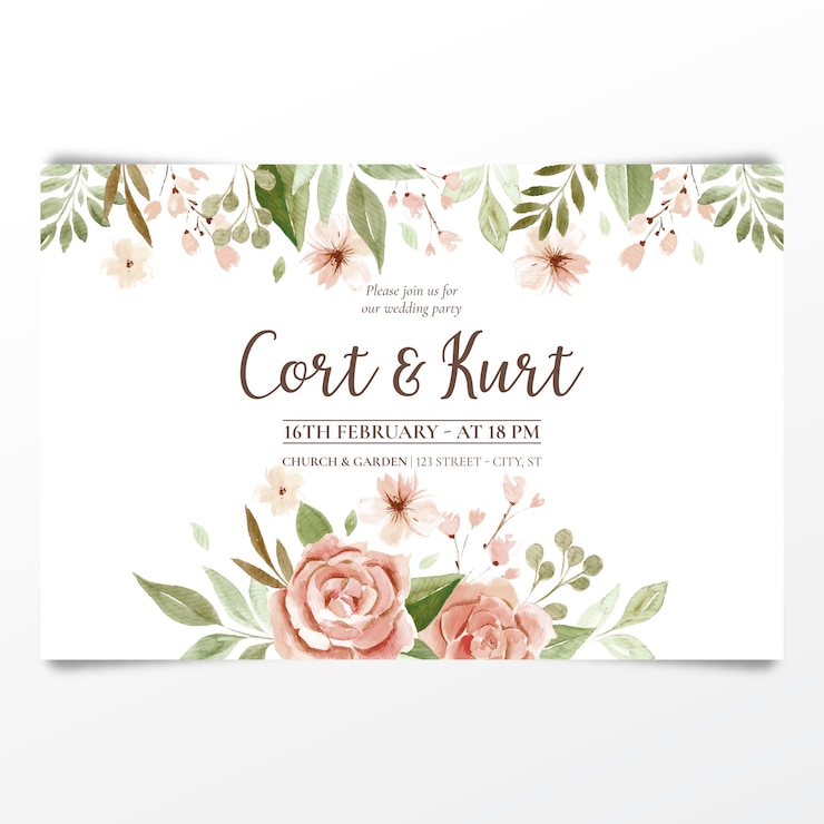 Vetor grátis convite de casamento em aquarela
