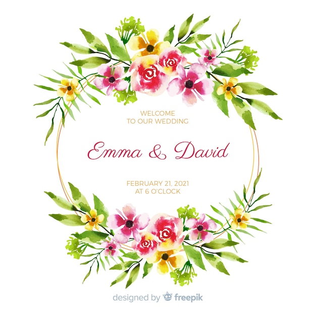 Convite de casamento floral aquarela colorida