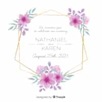 Vetor grátis convite de casamento floral aquarela moldura