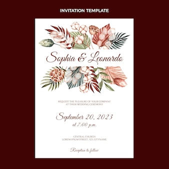 Convite de casamento floral desenhado à mão
