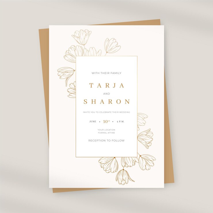 Vetor grátis convite de casamento floral plano orgânico