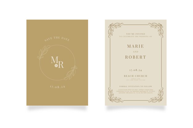 Convite de casamento formal desenhado à mão