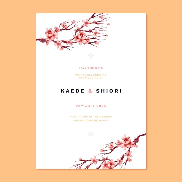 Convite de casamento japonês e flores