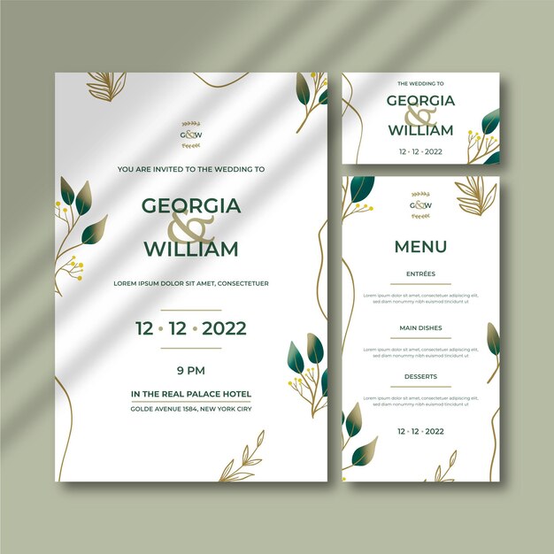 Convite de casamento minimalista desenhado à mão