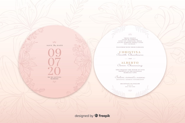 Convite de casamento rosa com um design simples