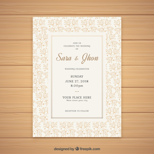 Convite de casamento simples em design plano