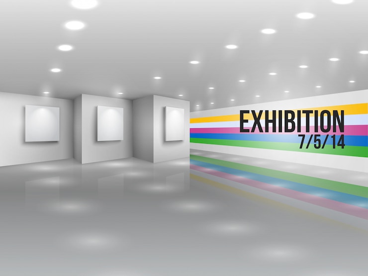 Vetor grátis convite de publicidade de anúncio de exposição