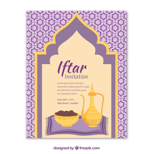 Vetor grátis convite decorativo do iftar