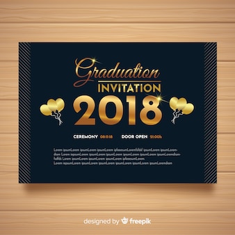 Convite elegante da graduação com estilo dourado