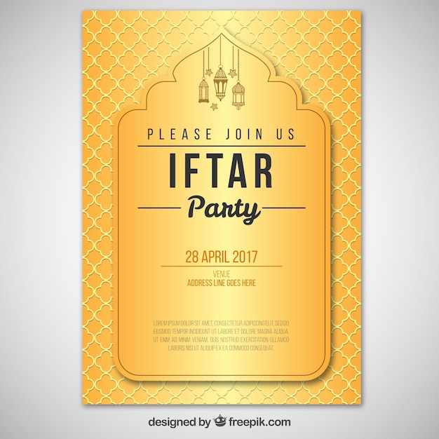 Convite elegante do iftar dourado