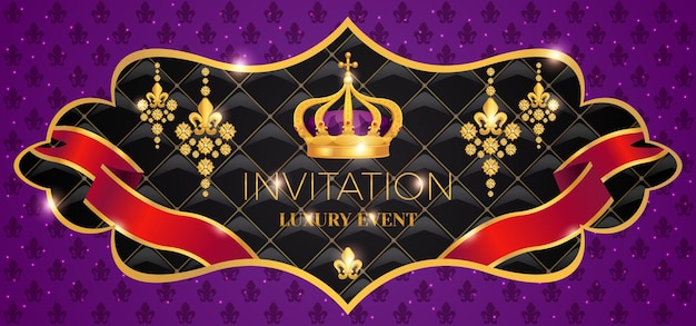 Convite horizontal de coroa de luxo