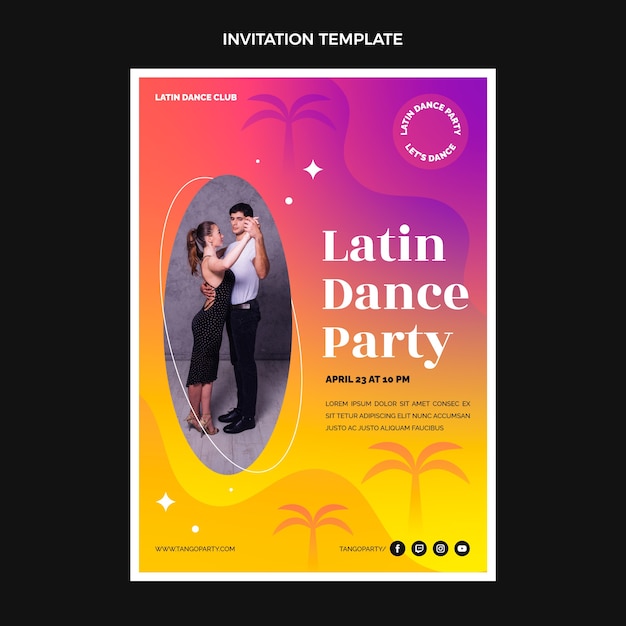Vetor grátis convite para festa de dança latina gradiente