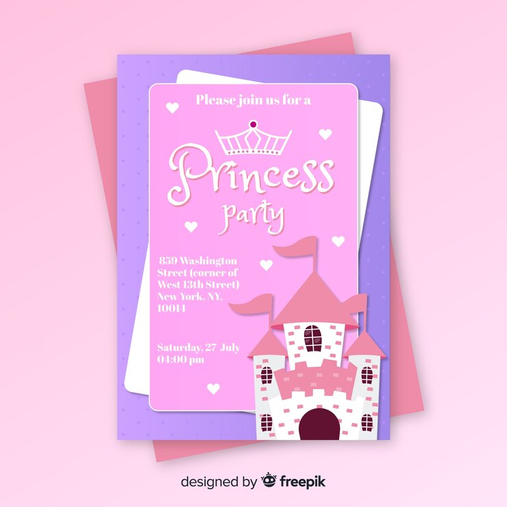 Vetor grátis convite para festa de princesa