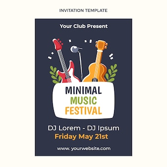 Convite para festival de música minimalista de design plano