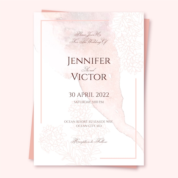 Convites formais de casamento em aquarela