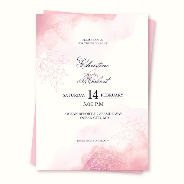 Convites formais de casamento em aquarela