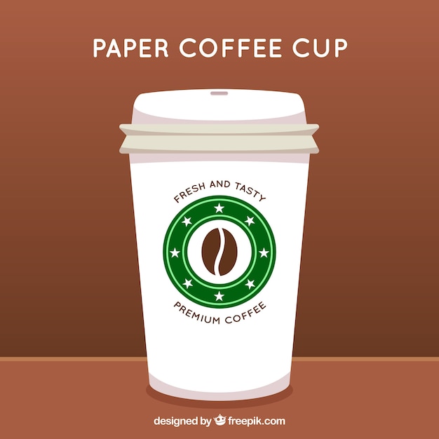 Vetor grátis copo de café de papel plano