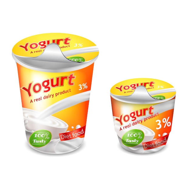 Copo de plástico grande e pequeno para iogurte