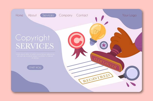 Vetor grátis copyright landing page