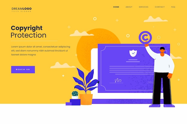 Vetor grátis copyright landing page