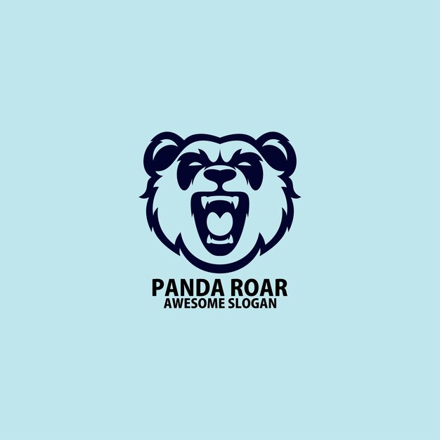 Cor da linha de design do logotipo panda rugindo