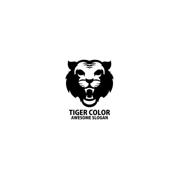 cor de design de logotipo de cabeça de tigre