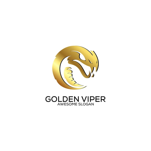 Vetor grátis cor de luxo gradiente de design de logotipo de víbora dourada
