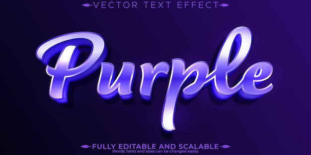 Vetor grátis cor editável com efeito de texto roxo e estilo de fonte elegante e personalizável