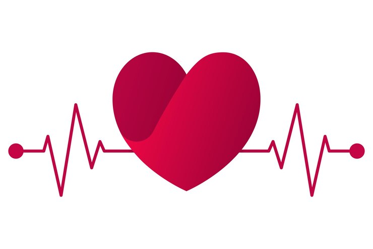 Vetor grátis coração com ecg batimentos cardíacos percorrendo