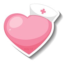 Coração gradiente rosa com touca de enfermagem