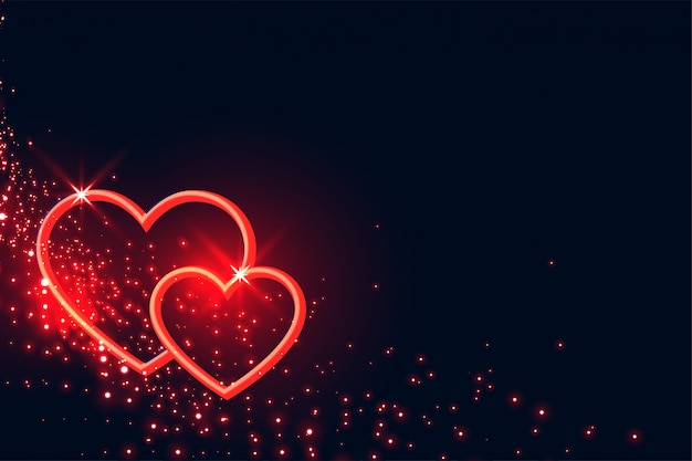 Vetor grátis corações vermelhos lovelt brilhos fundo de dia dos namorados