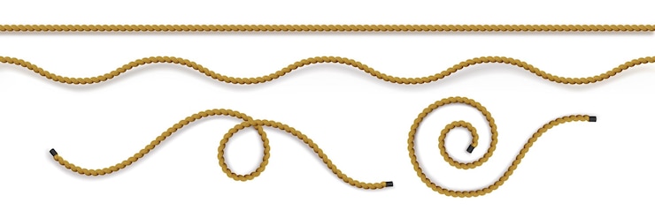 Vetor grátis corda de corda com linhas curvas onduladas amarradas em loops