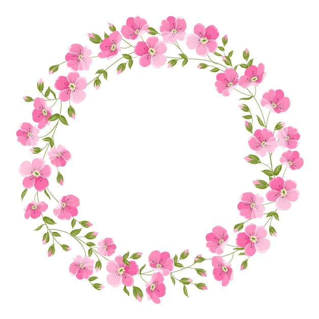 Coroa de flores de linho isolada sobre fundo branco. ilustração vetorial.