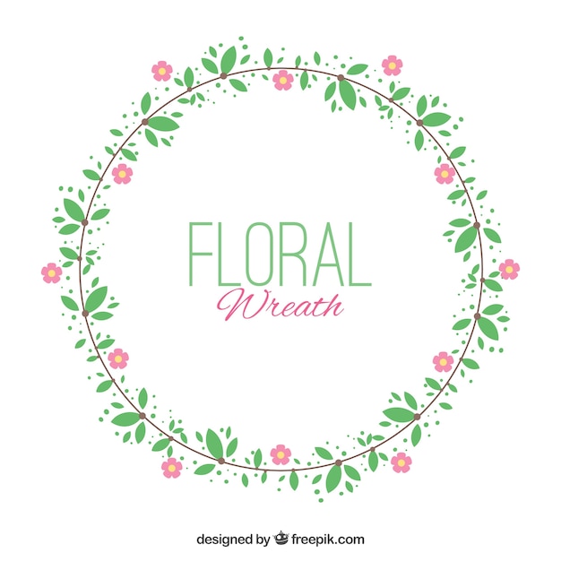 Vetor grátis coroa de flores minimalista com flores rosa