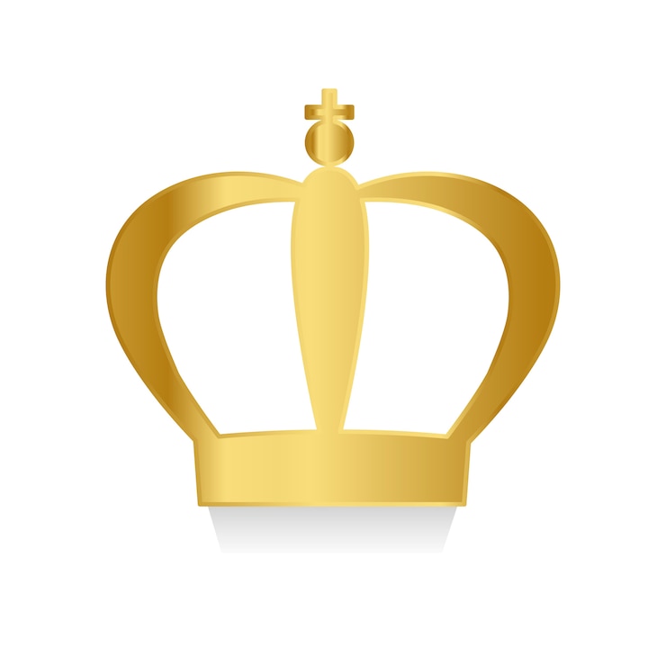 Vetor grátis coroa de ouro no vetor de fundo branco