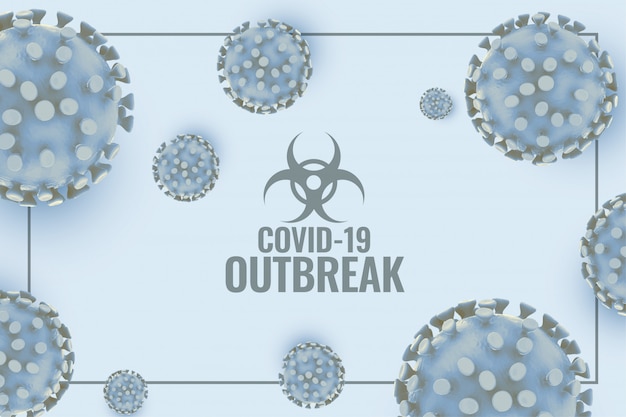 Coronavirus covid19 fundo surreal com célula de vírus 3d