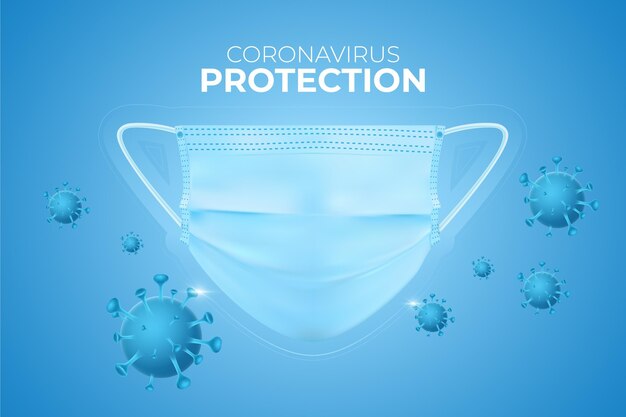 Coronavírus de fundo de proteção com máscara facial