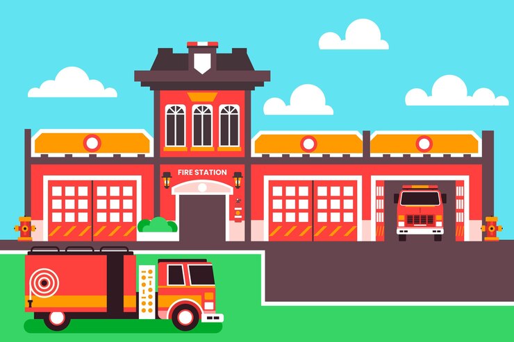 Vetor grátis corpo de bombeiros de design plano