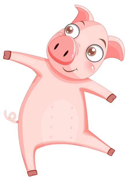Vetor grátis corte o personagem de desenho animado de porco no fundo branco