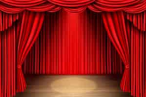Vetor grátis cortina de palco vermelho para teatro, cortina de cena de ópera