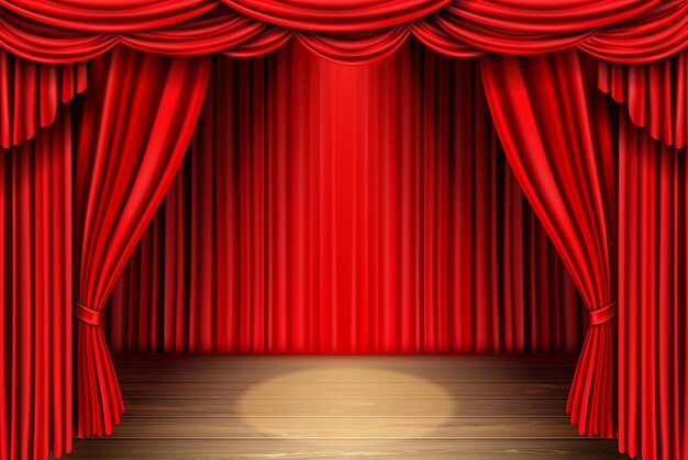 Cortina de palco vermelho para teatro, cortina de cena de ópera