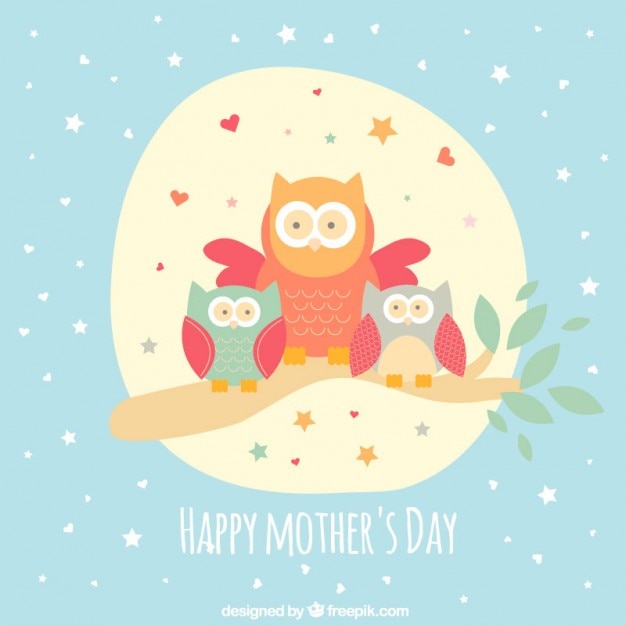 Corujas bonitas cartão de dia das mães