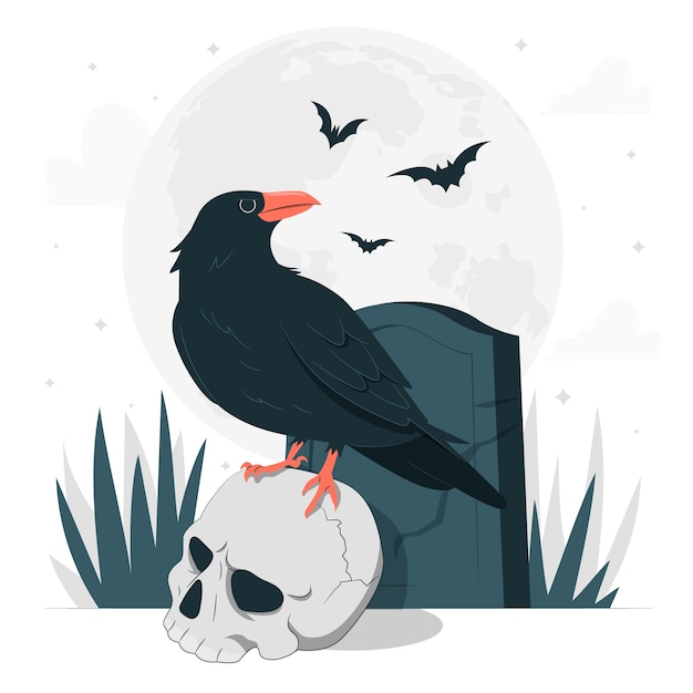Vetor grátis corvo simbolizando a ilustração do conceito de morte