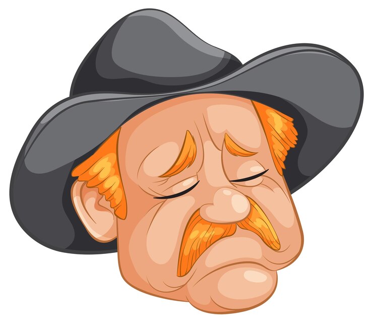 Vetor grátis cowboy triste com chapéu preto