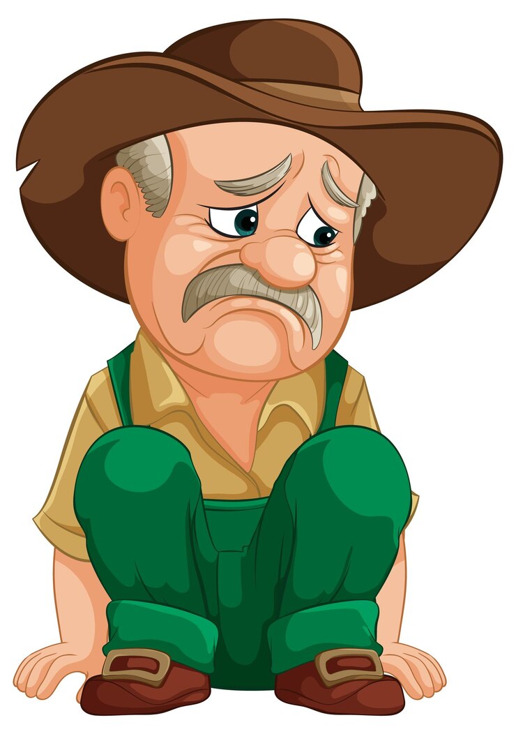 Vetor grátis cowboy triste em postura pensativa