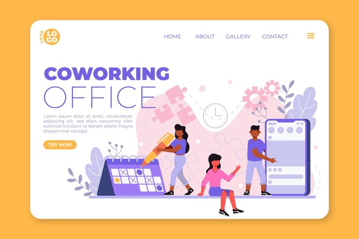 Vetor grátis coworking e colegas da página de destino desenhada à mão plana