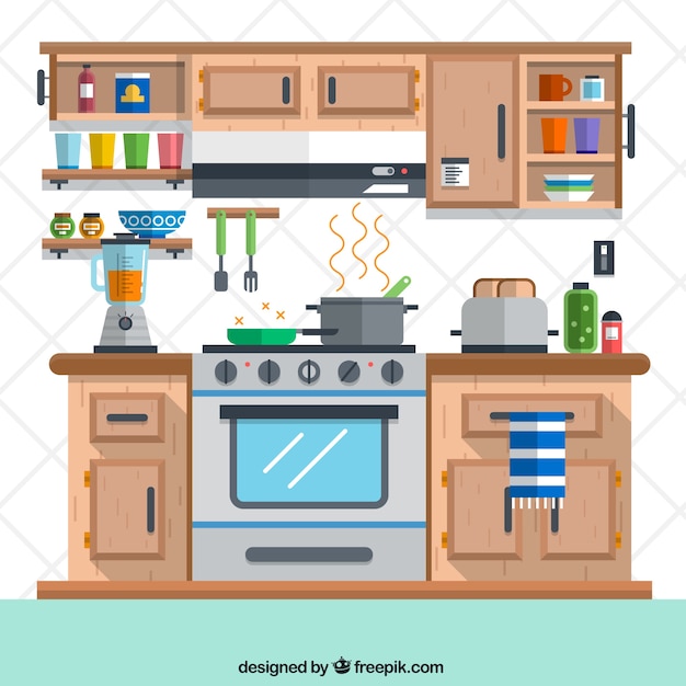 Cozinha em design plano