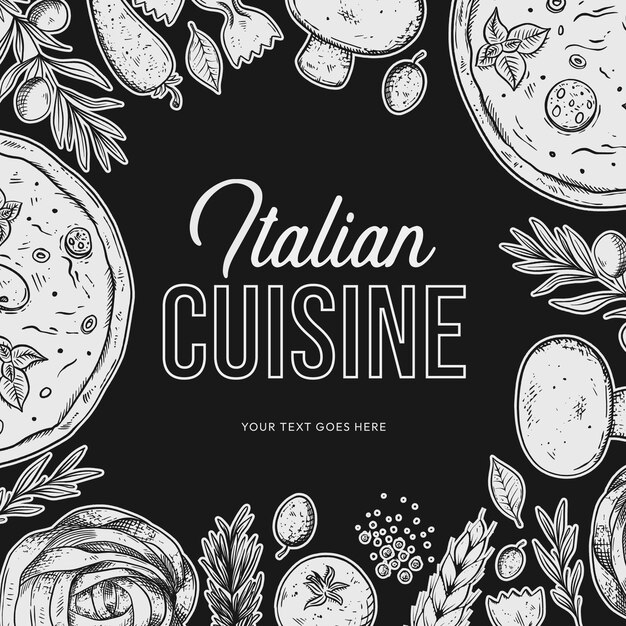Cozinha italiana desenhada à mão